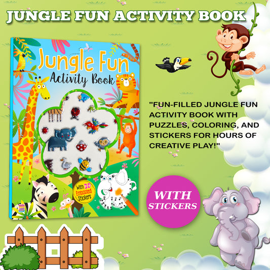 Jungle Fun Activity Book | Sticker Activity Book for Kids | Creative Jungle-Themed Learning & Play Book