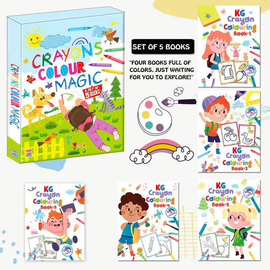 Crayons Colour Magic 5 Book Set | 5-Book Coloring Activity Set with Crayons for Kids