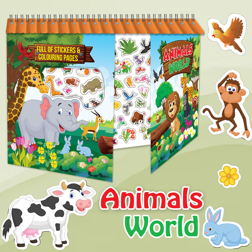 Animals World – Stickers Book | Animal Sticker Activity Book for Kids | Creative Play & Fun Learning