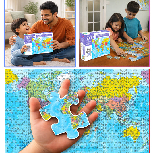 World Map Jigsaw Puzzle | 500 Piece Educational Puzzle for Kids 6+
