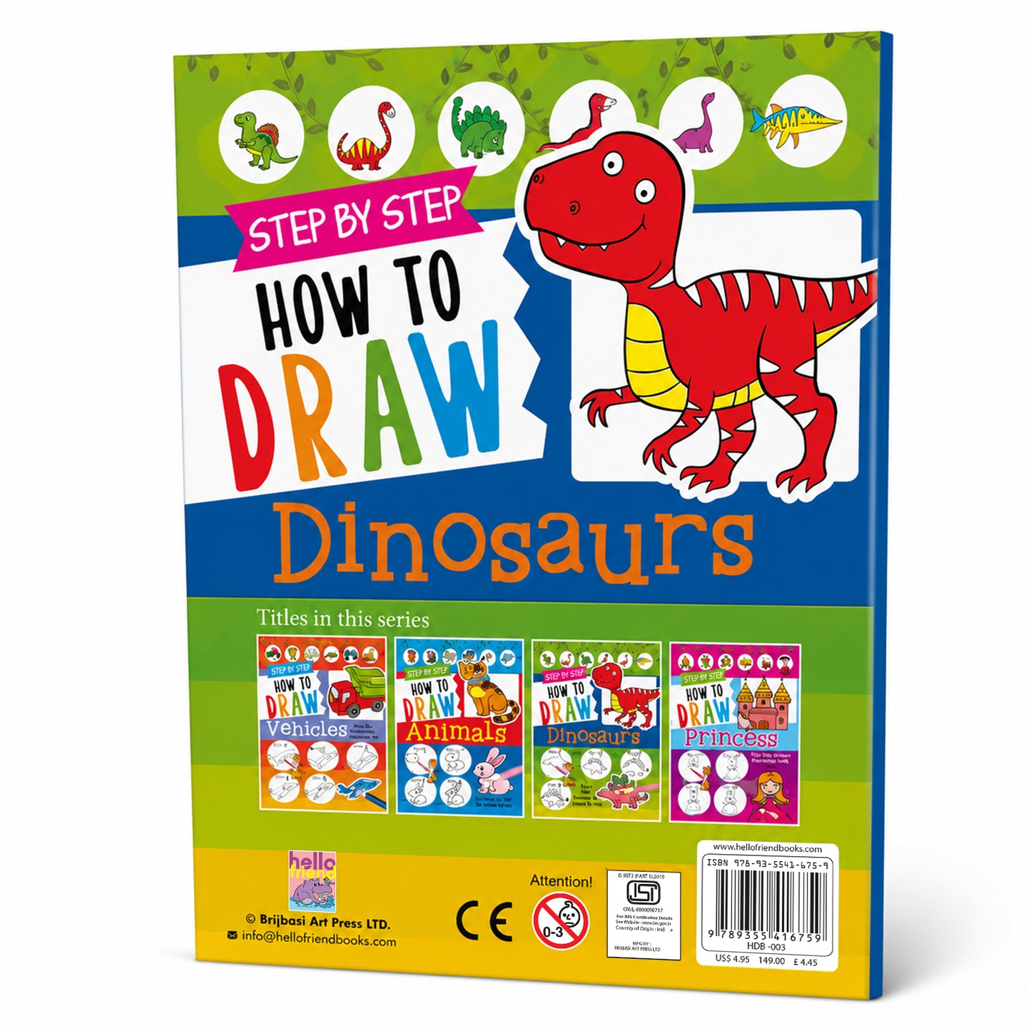 How to Draw Dinosaur Book | Step-by-Step Dinosaur Drawing Book for Kids | Learn to Draw Activity Book