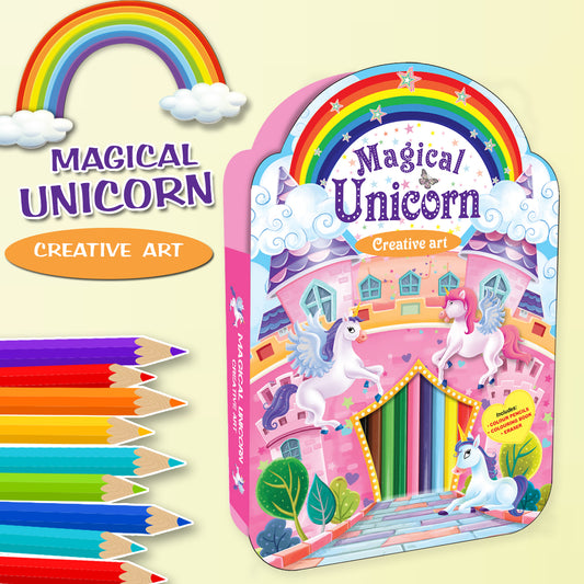 Small Unicorn Colouring Kit | Unicorn Coloring & Creative Activity Kit for Kids | Magical Art & Learning Kit