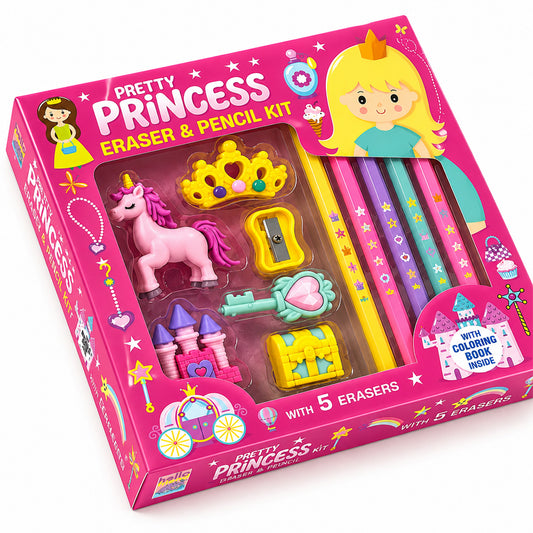 Pretty Princess Eraser & Pencil Kit - Box top view