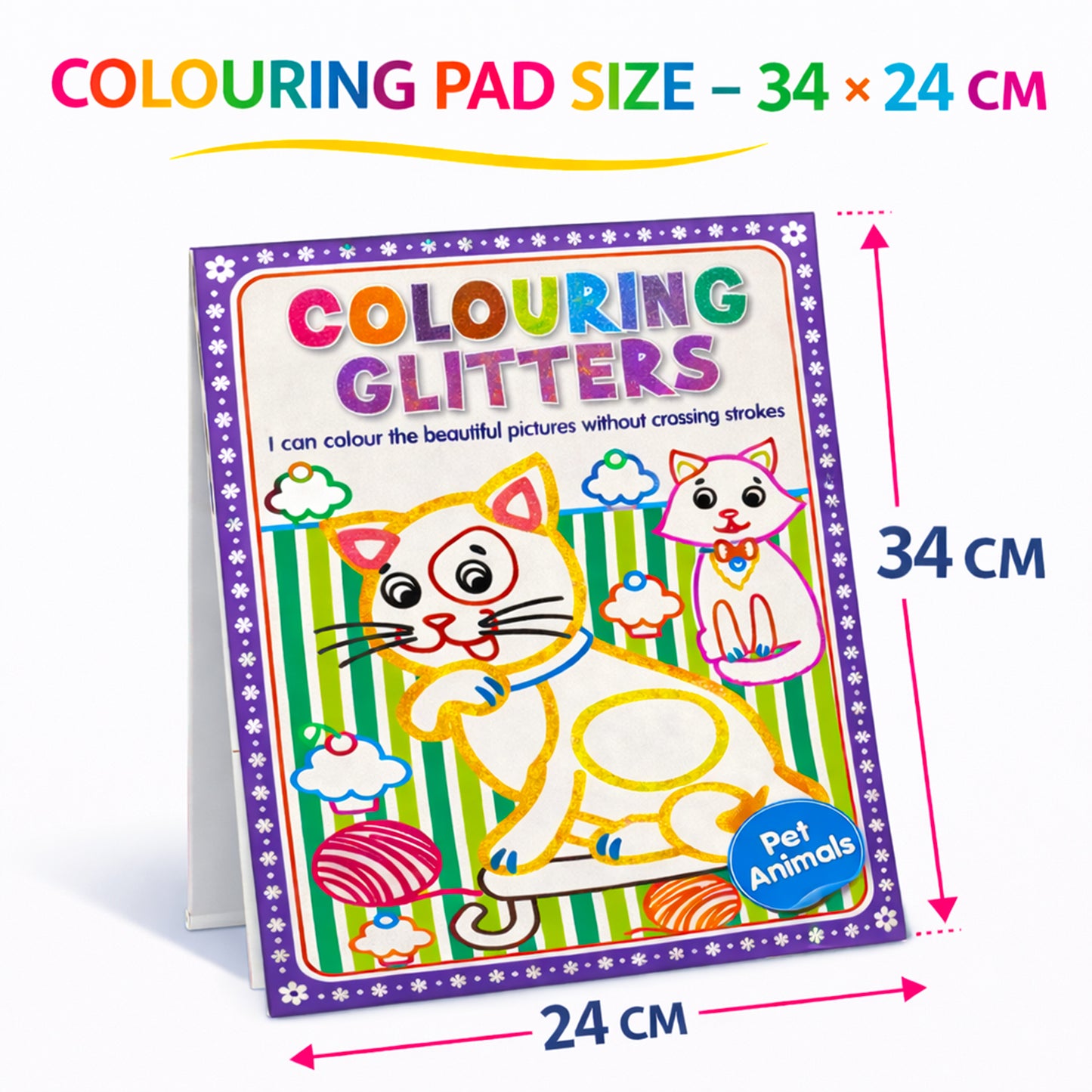 Colouring Glitters – Pet Animals | Glitter Coloring Book for Kids | Sparkling Animal Activity Book