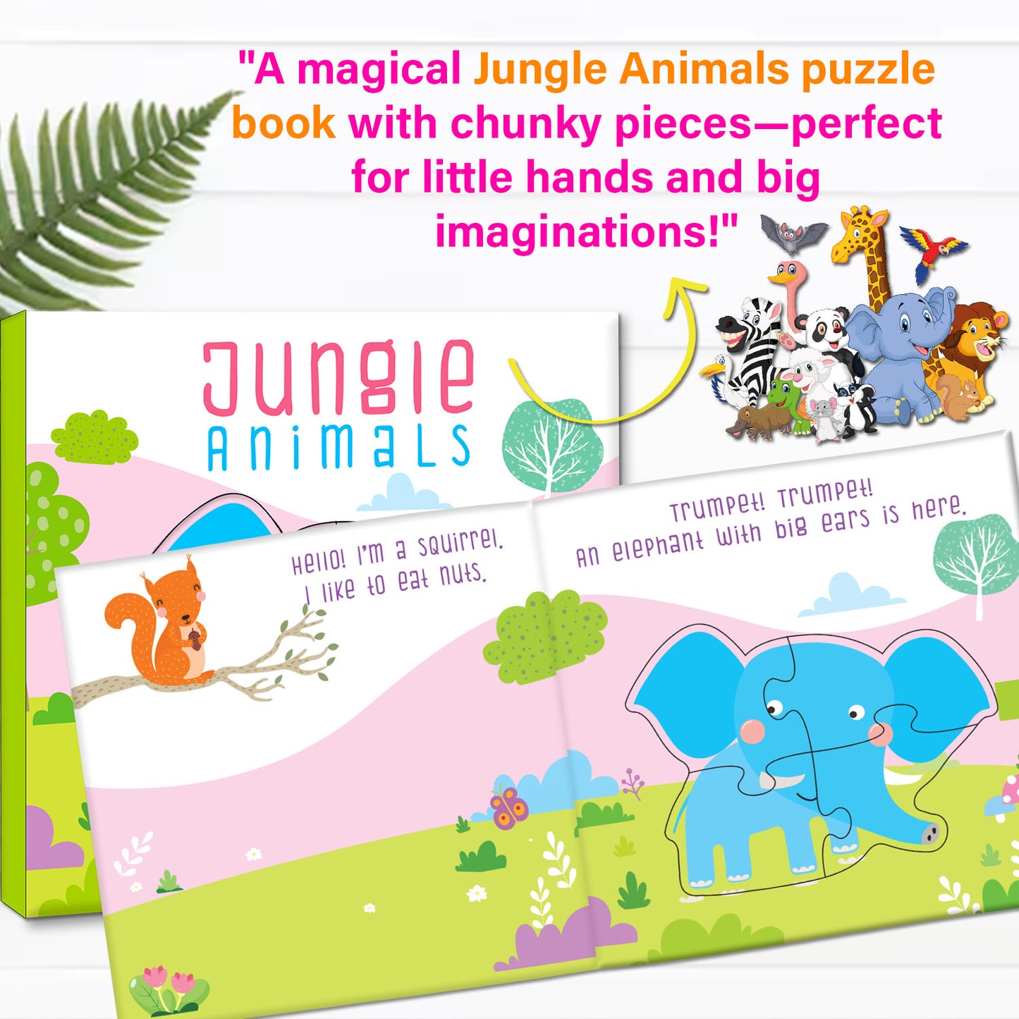 Jungle Animals Puzzle Book | Board Book with Jigsaw Puzzles for Kids