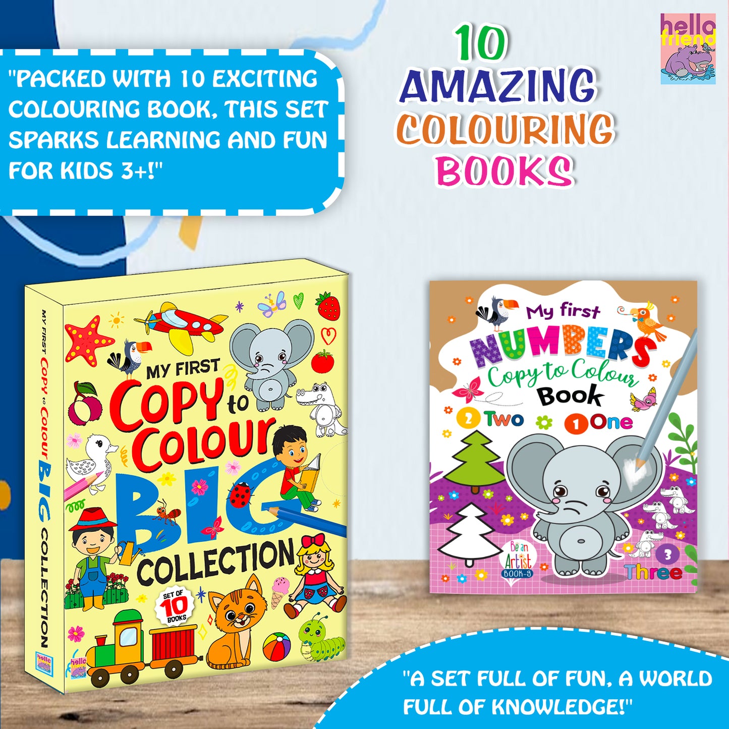 My First Copy to Colour Big Collection – 10 Books Set | Copy & Color Activity Book Set for Kids | Early Learning Collection
