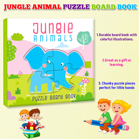 Jungle Animals Puzzle Book | Board Book with Jigsaw Puzzles for Kids