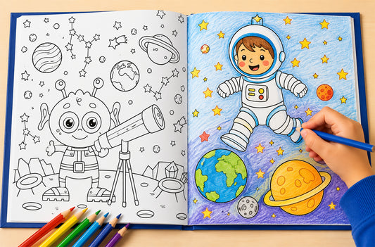 Space Eraser & Pencil Kit - Colouring book pages 1