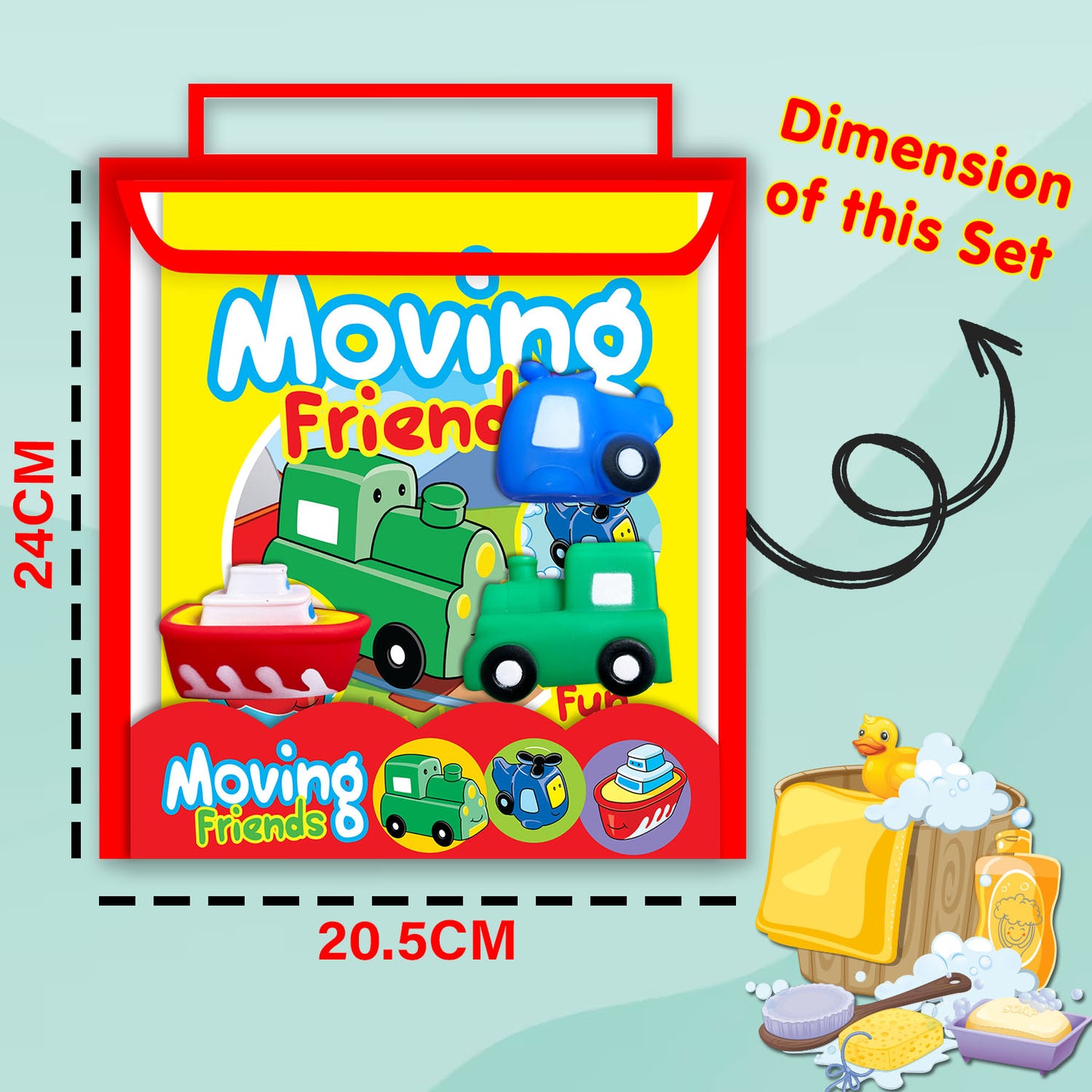 Moving Friends Bath Book | Waterproof Interactive Bath Book for Babies & Toddlers | Soft Cloth Bath Book