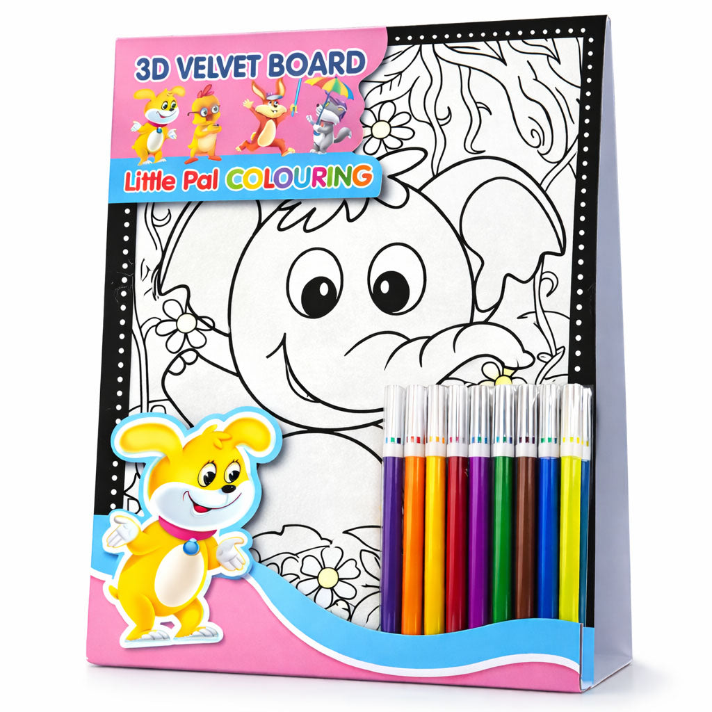 3D Velvet Board – Elephant | Velvet Coloring Board for Kids | Mess-Free Art & Craft Activity