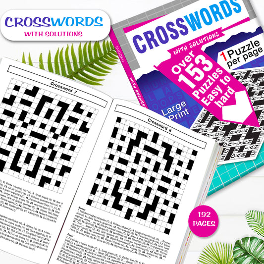 Crossword Puzzles Book with Solutions - Book Dimensions 14.5x21cm