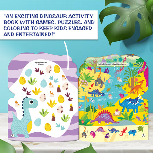 Die-Cut Dinosaurs Activity Book | Dinosaur Sticker Activity Book for Kids | Creative Learning & Play Book