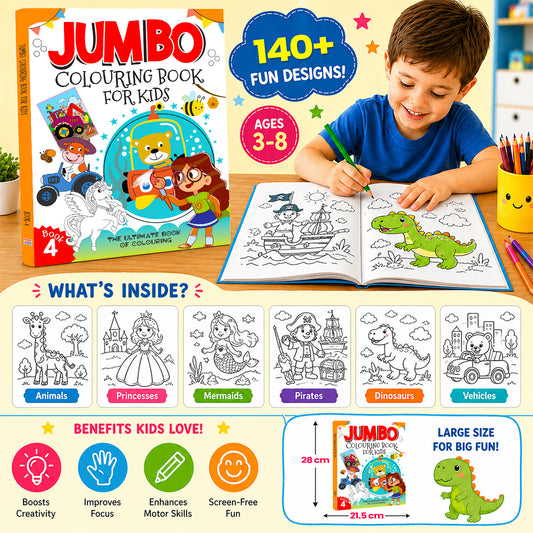 Jumbo Colouring Book 4 - Activity Colouring Book for 3 to 6 years kids