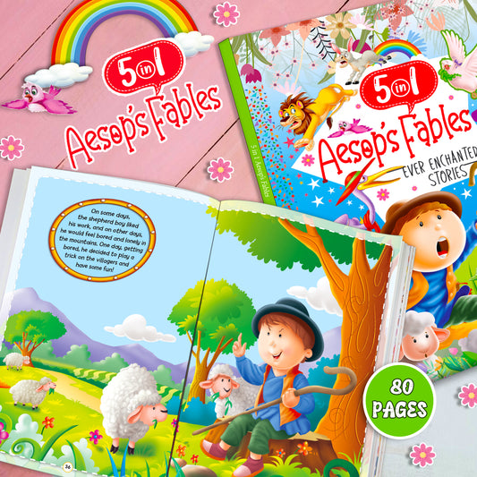 Ever Enchanted Stories: 5 in 1 Aesop's Fables | Illustrated Moral Story Book for Kids