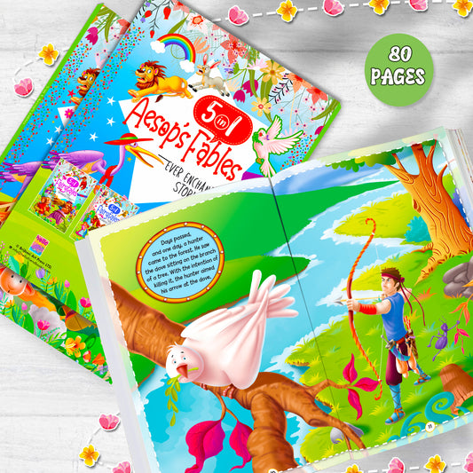 Ever Enchanted Stories: 5 in 1 Aesop's Fables | Illustrated Moral Story Book for Kids
