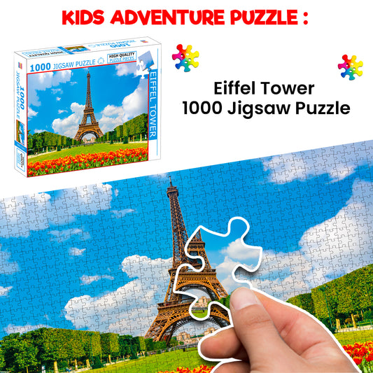 Eiffel Tower Jigsaw Puzzle | 1000 Piece Educational Puzzle for Kids & Adults | Landmark Brain Boosting Puzzle