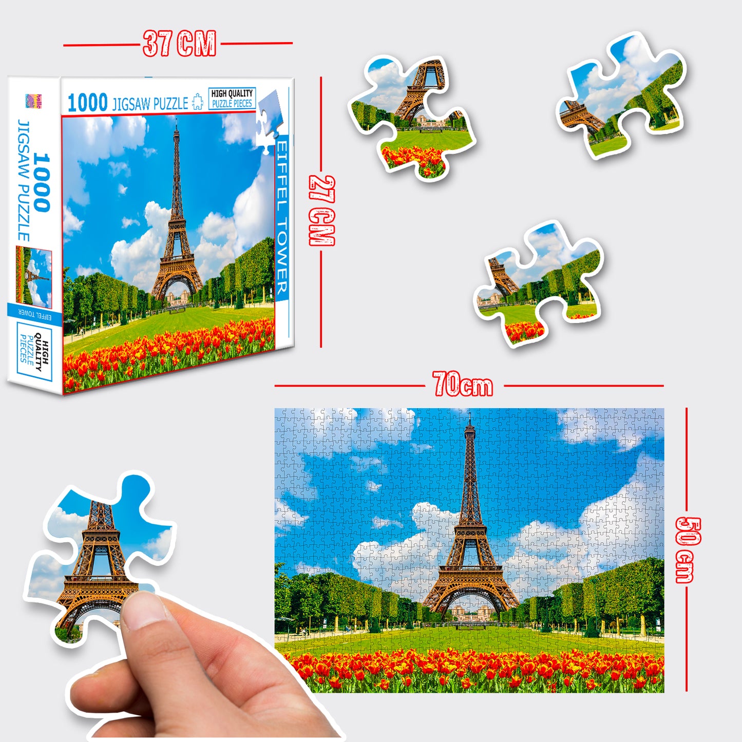 Eiffel Tower Jigsaw Puzzle | 1000 Piece Educational Puzzle for Kids & Adults | Landmark Brain Boosting Puzzle