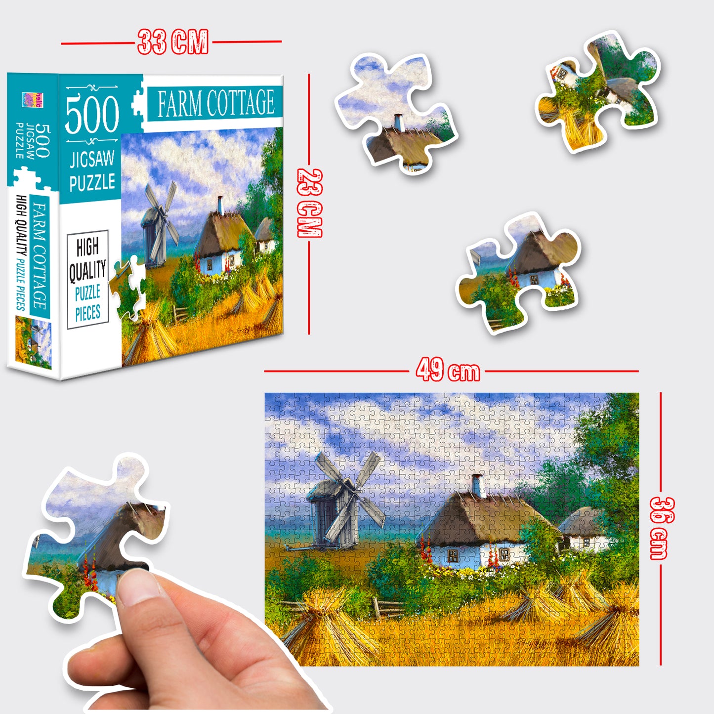 Farm Cottages Jigsaw Puzzle - Safe & Non-Toxic Material