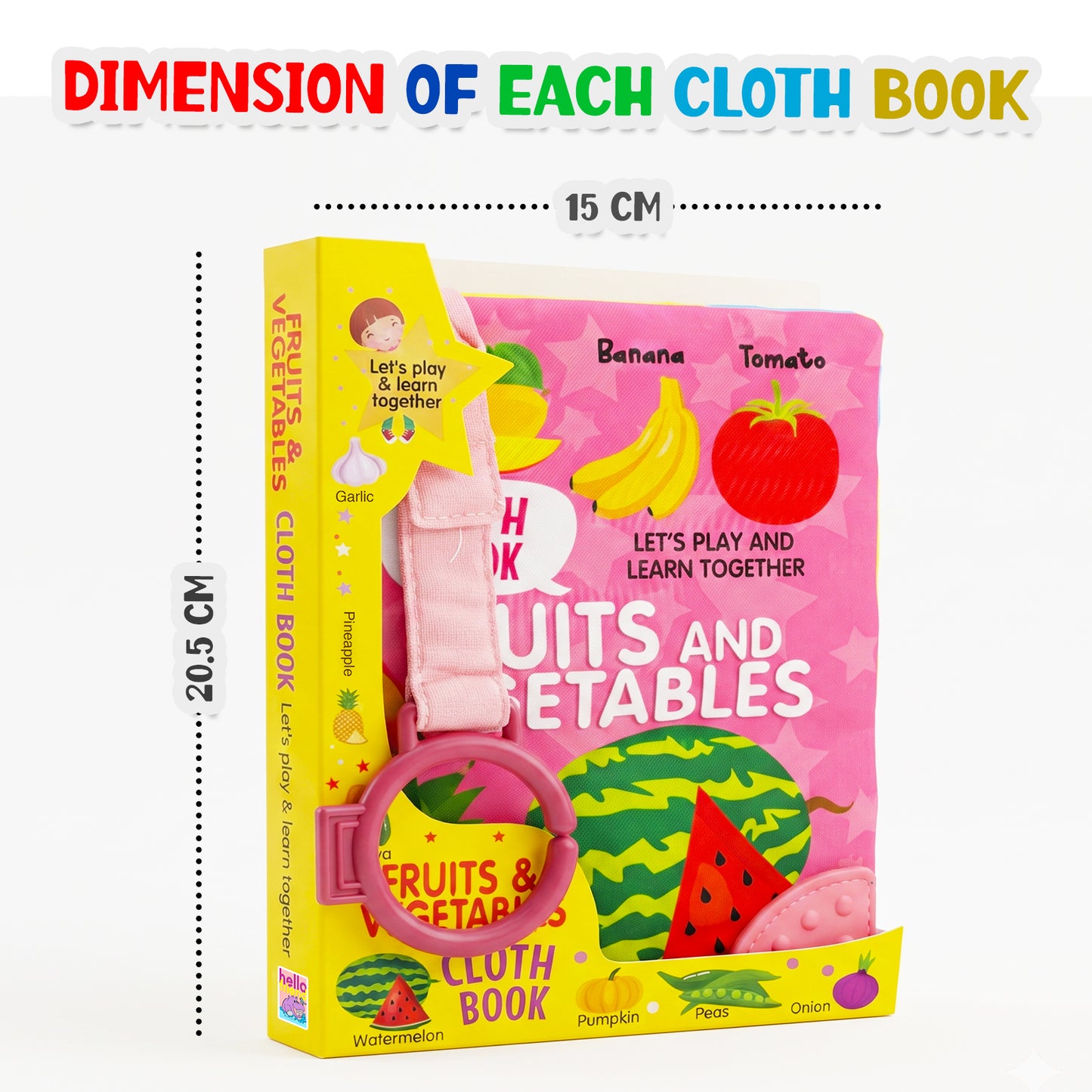 Fun With Fruits & Vegetables Cloth Book - Crinkling sound feature