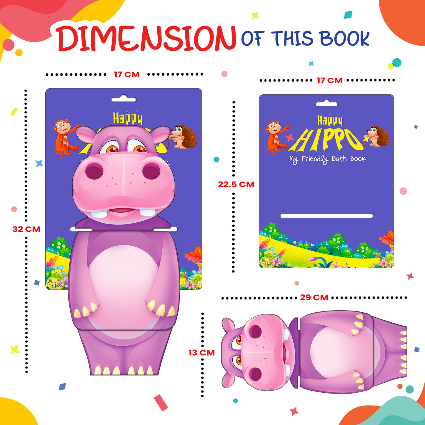 Happy Hippo Bath Book | Waterproof Soft Bath Book for Babies & Toddlers | Interactive Bath Time Book