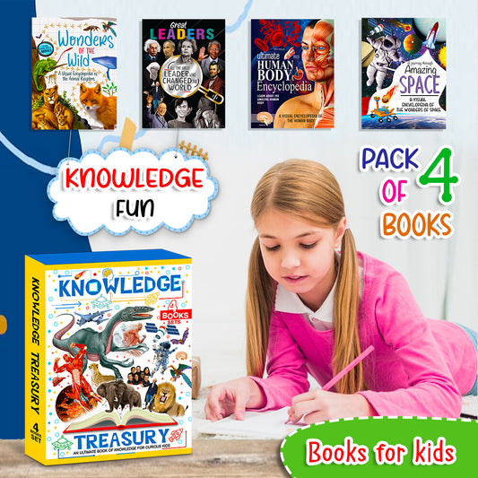 Knowledge 4 Books Set | Illustrated Encyclopedia Collection for Kids | Educational Hardcover Book Set