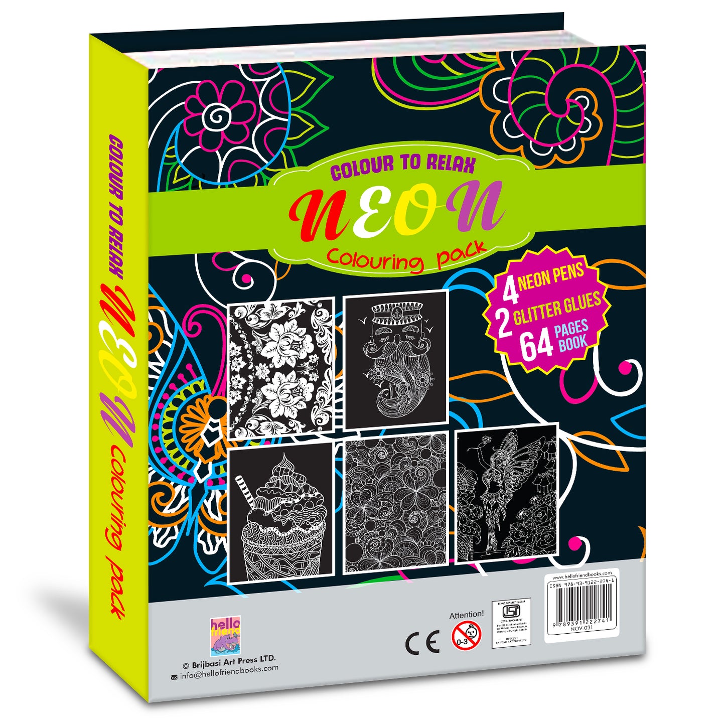 Neon Colouring Pack | Neon Coloring & Creative Activity Kit for Kids | Bright Art & Learning Kit