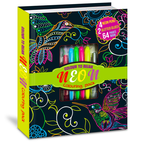 Neon Colouring Pack | Neon Coloring & Creative Activity Kit for Kids | Bright Art & Learning Kit