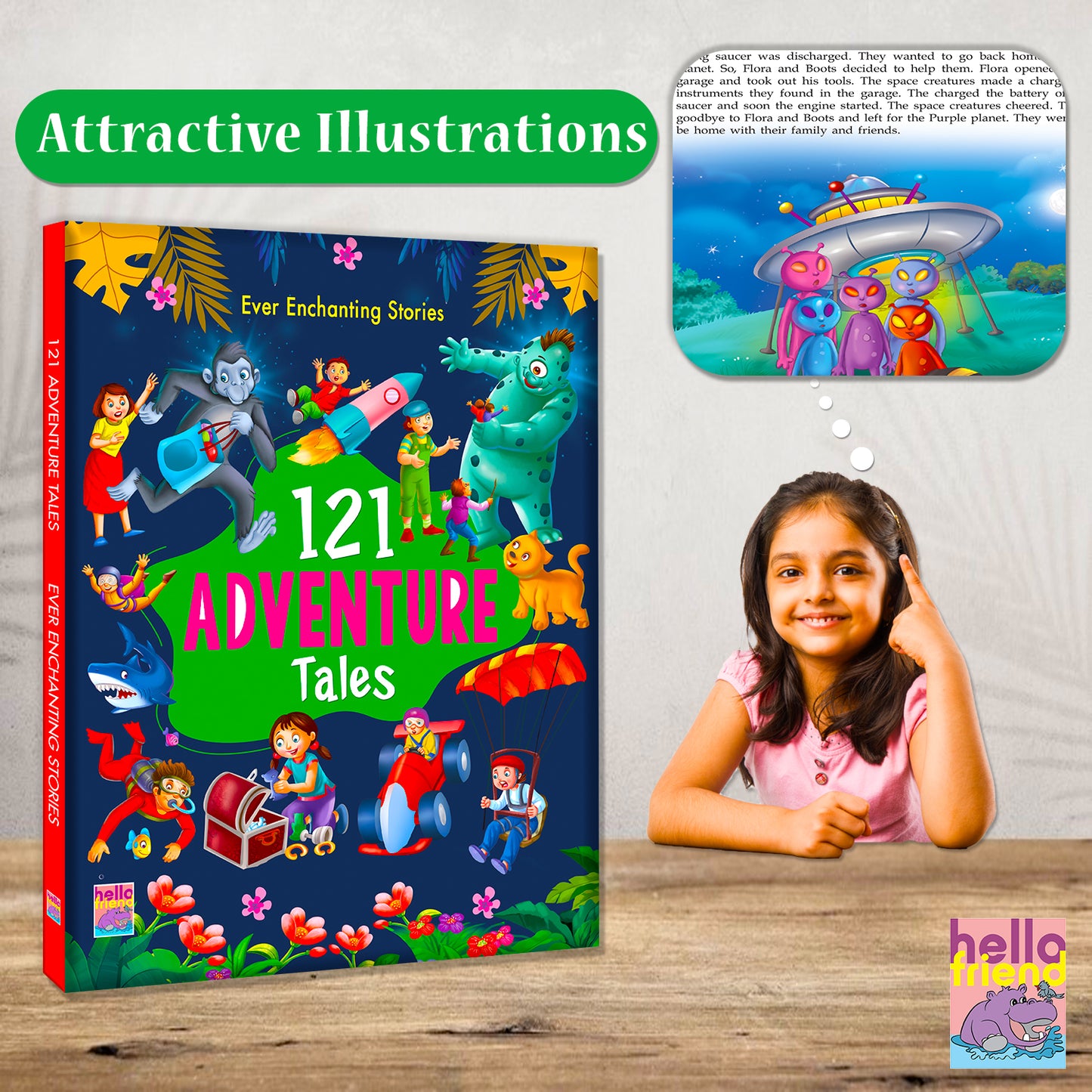 121 Adventure Tales - Inside pages and cover flat lay spread