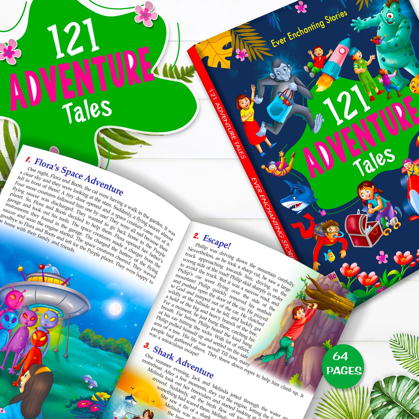 121 Adventure Tales - Back cover flat lay with more titles