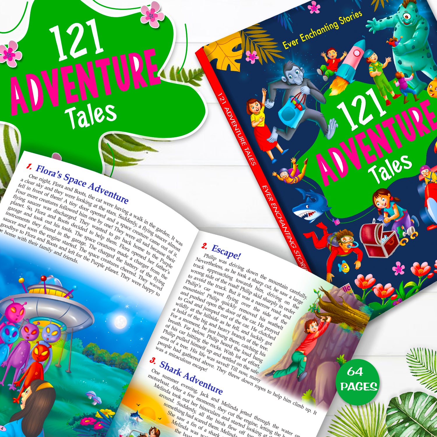 121 Adventure Tales - Back cover flat lay with more titles