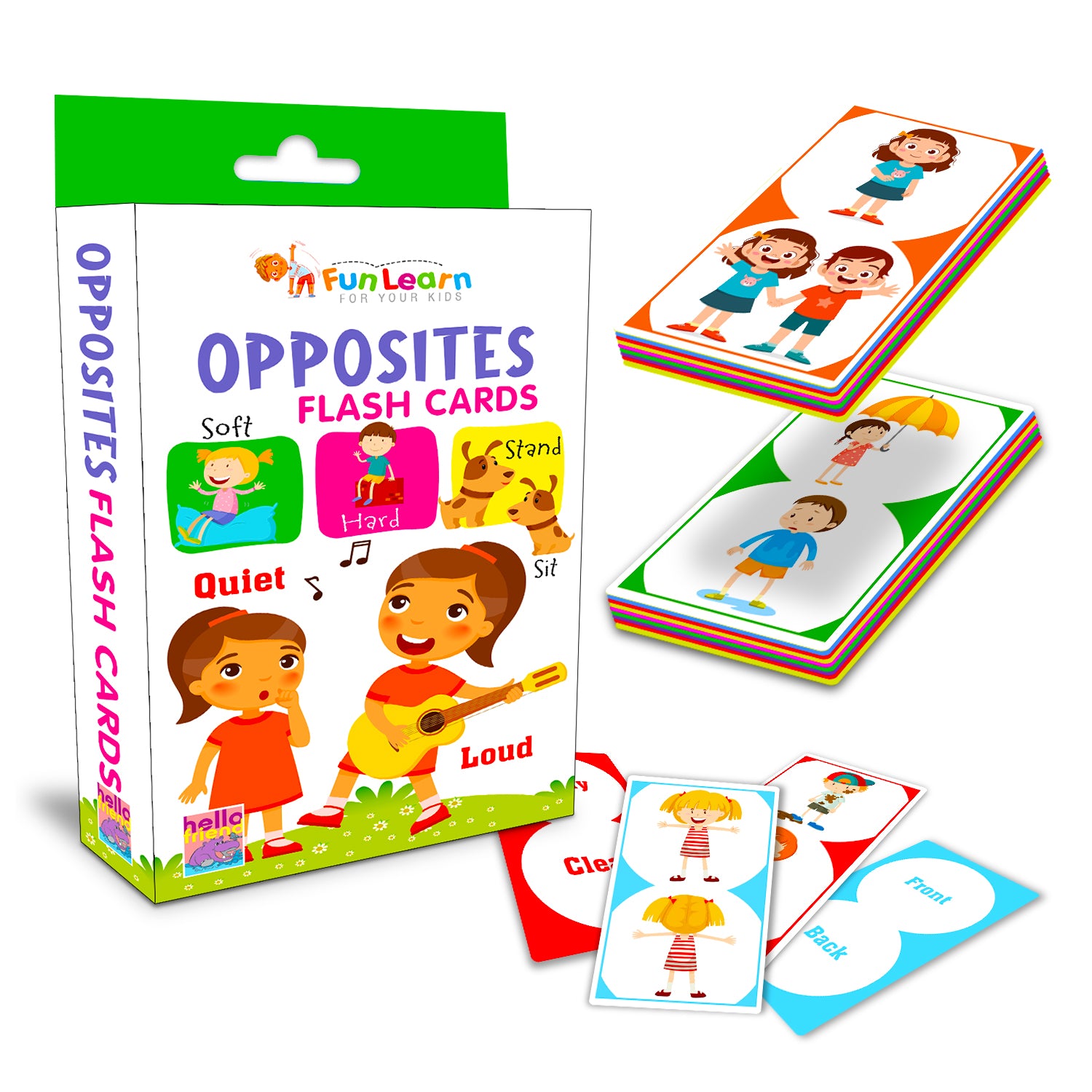 Opposites Flash Cards box cover - FunLearn series by Hello Friends
