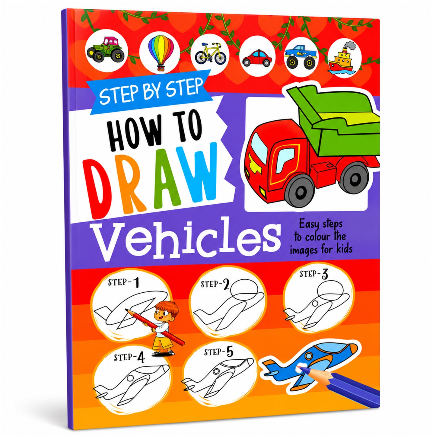 How to Draw Vehicles Book | Step-by-Step Drawing Book for Kids | Vehicle Activity Book