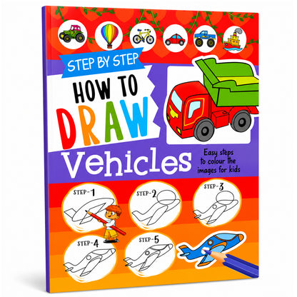 How to Draw Vehicles Book | Step-by-Step Drawing Book for Kids | Vehicle Activity Book