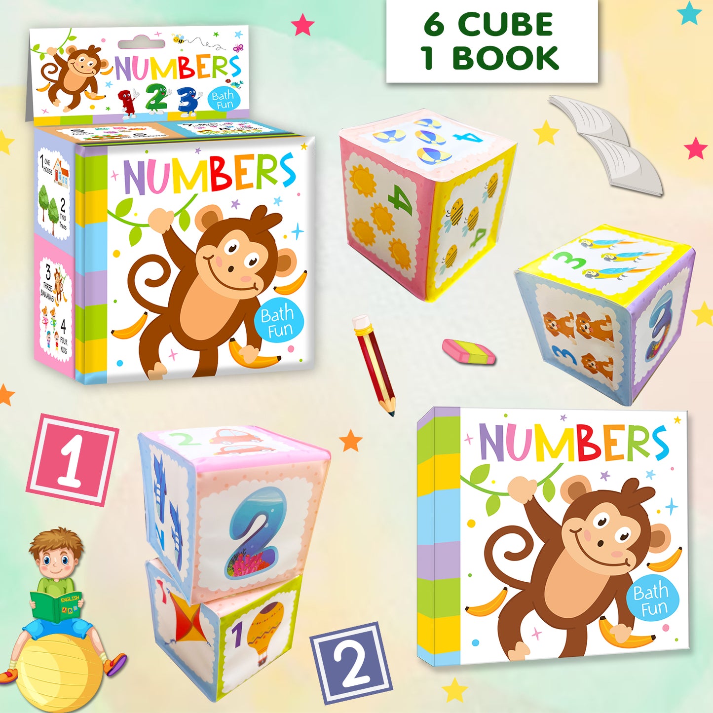 Number Bath Book | Waterproof Soft Bath Book for Babies & Toddlers | Interactive Number Learning Book