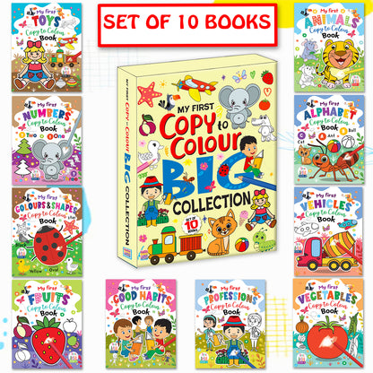 My First Copy to Colour Big Collection – 10 Books Set | Copy & Color Activity Book Set for Kids | Early Learning Collection