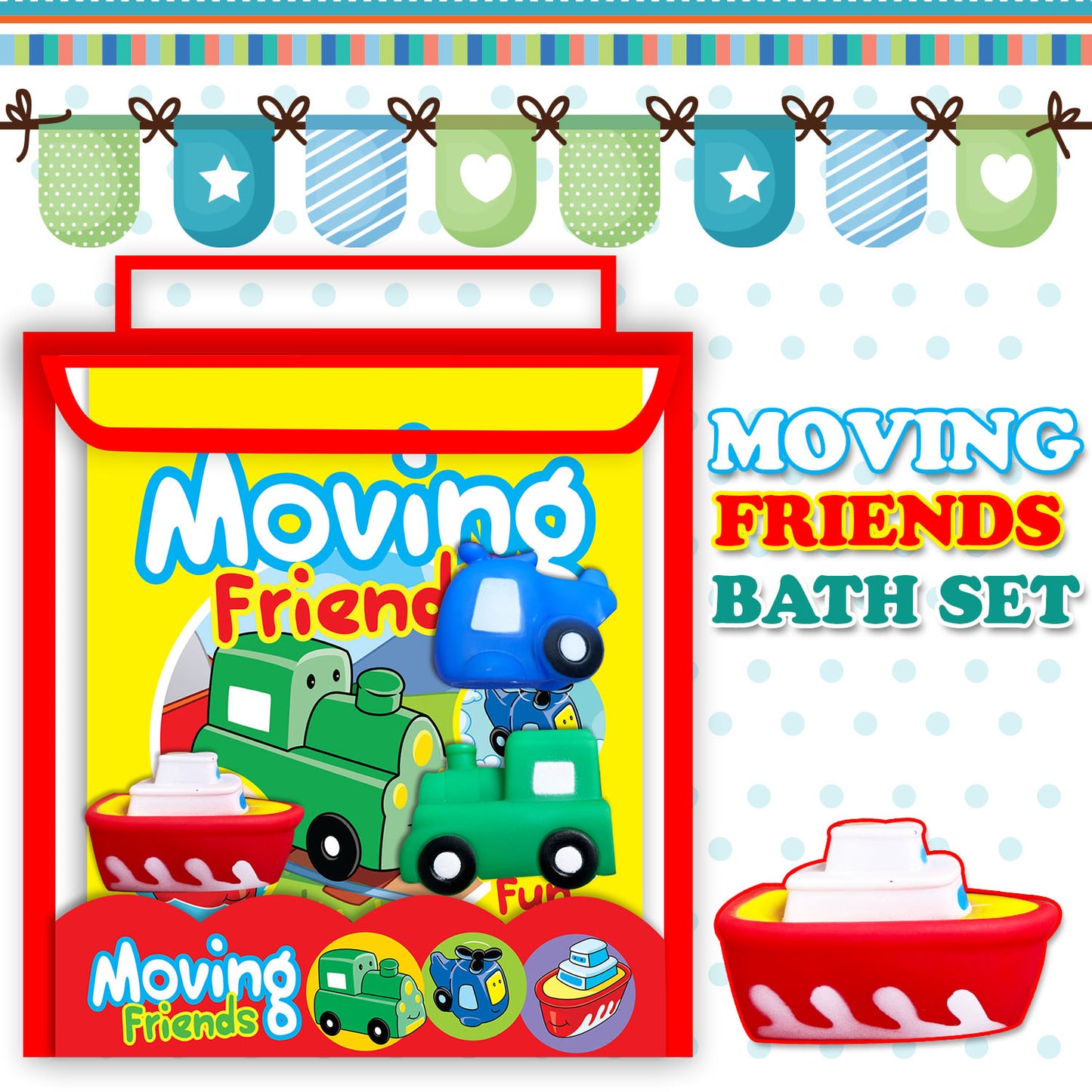 Moving Friends Bath Book | Waterproof Interactive Bath Book for Babies & Toddlers | Soft Cloth Bath Book