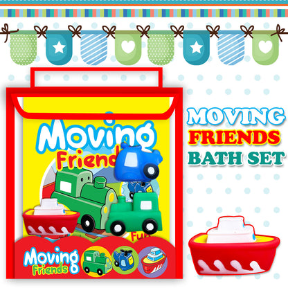 Moving Friends Bath Book | Waterproof Interactive Bath Book for Babies & Toddlers | Soft Cloth Bath Book