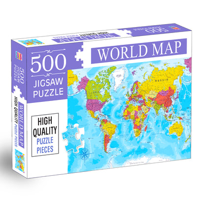 World Map Jigsaw Puzzle | 500 Piece Educational Puzzle for Kids 6+