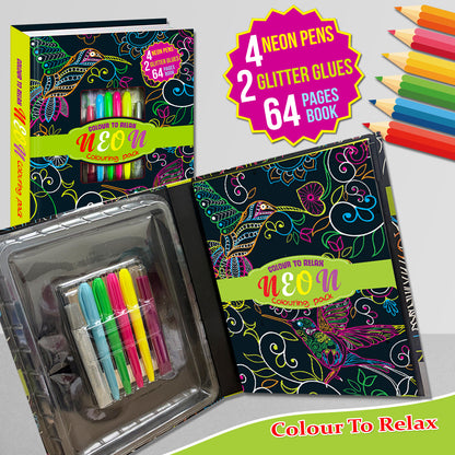 Neon Colouring Pack | Neon Coloring & Creative Activity Kit for Kids | Bright Art & Learning Kit