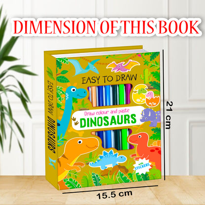 Draw, Colour & Paste – Dinosaurs | How to Draw Activity Book for Kids | Dinosaur Drawing & Colouring Book