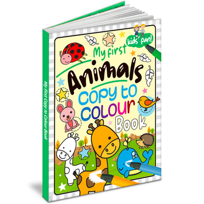 My First Animals – Copy to Colour Book | Copy & Color Animal Activity Book for Kids | Early Learning Coloring Book