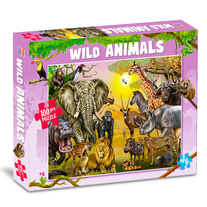 Wild Animals Jigsaw Puzzle | 100 Piece Puzzle Game for Kids