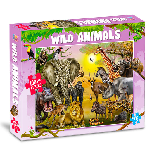 Wild Animals Jigsaw Puzzle | 100 Piece Puzzle Game for Kids