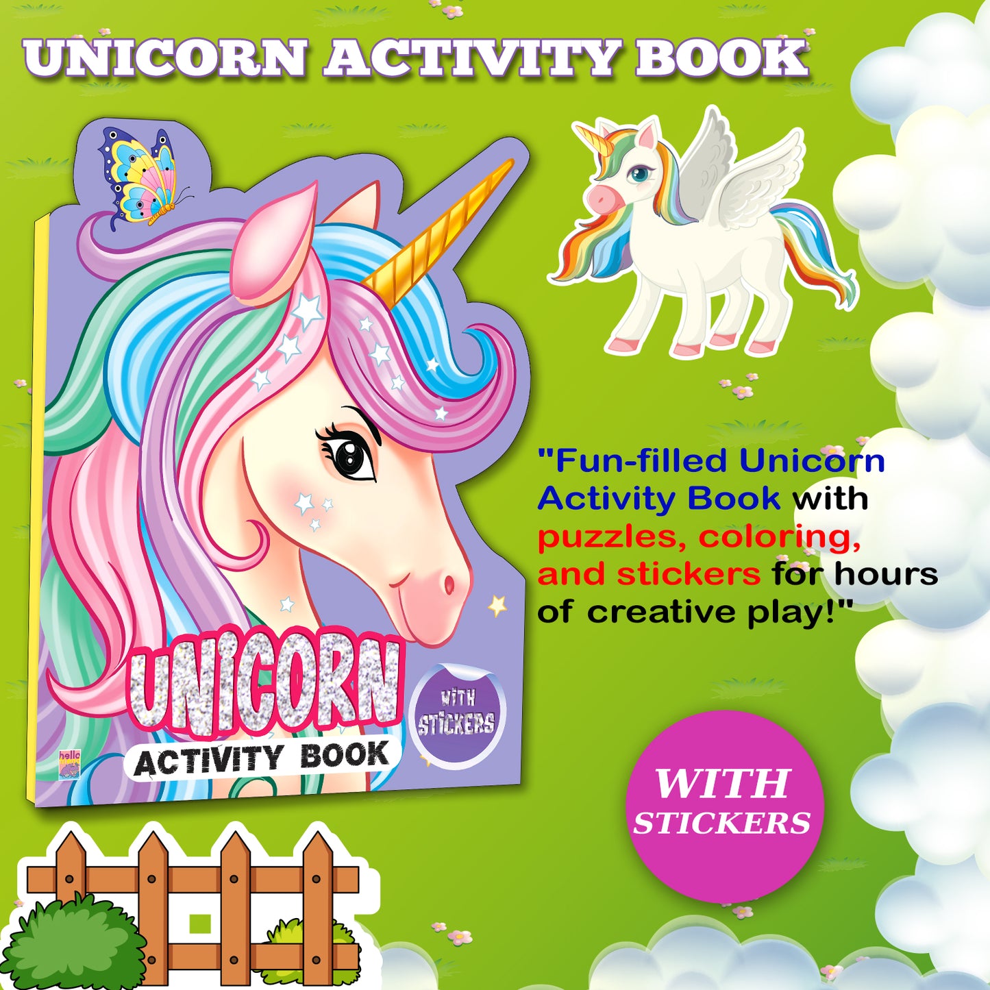 Die-Cut Unicorn Activity Book | Unicorn Sticker Activity Book for Kids | Creative Learning & Play Book