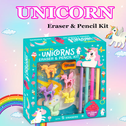Magical unicorns eraser & pencil kit