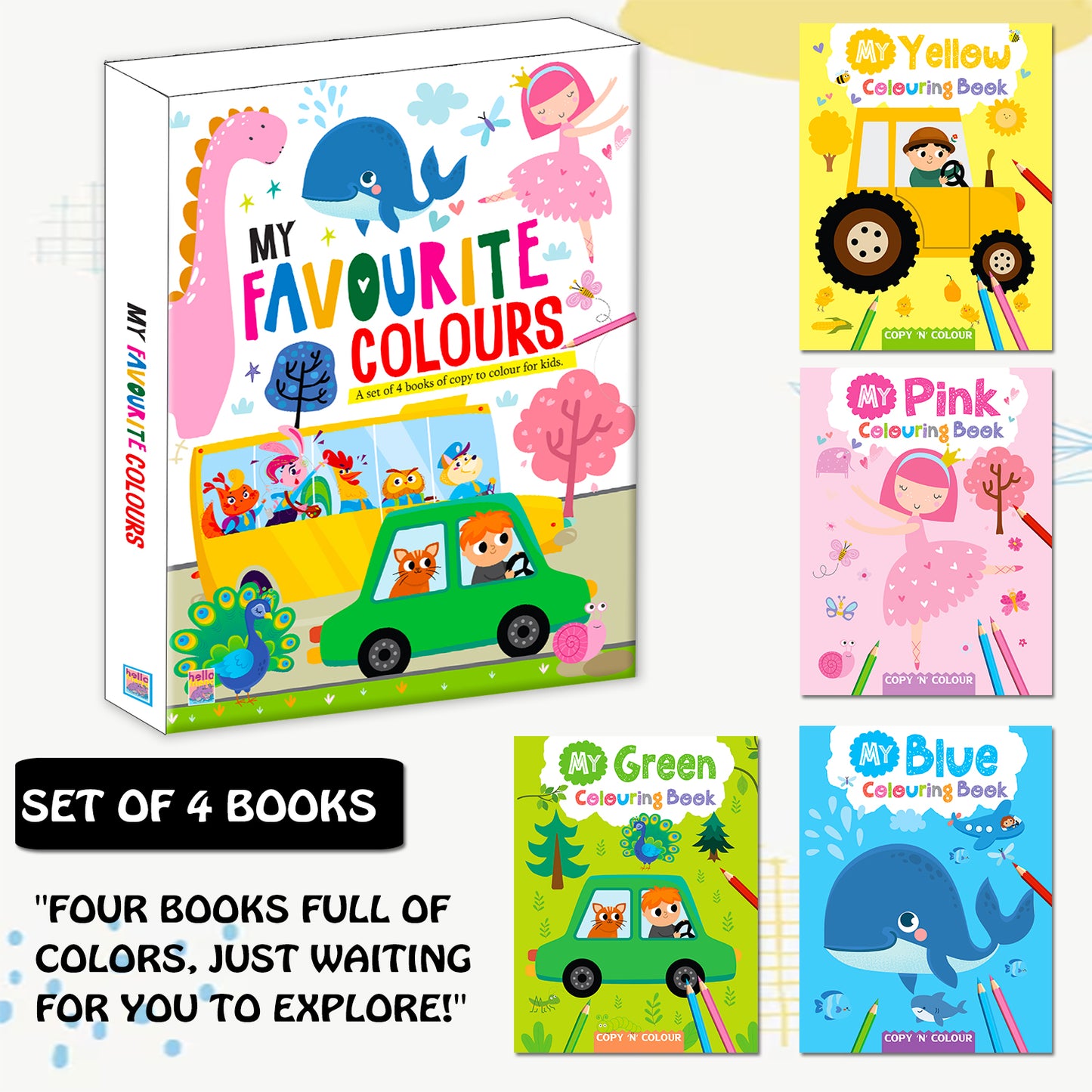 My Favourite Colours 4 Books Set | Activity & Colouring Book Collection for Kids