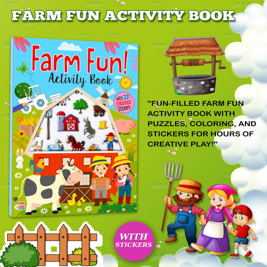 Farm Full Activity Book | Sticker Activity Book for Kids | Creative Farm-Themed Learning & Play Book