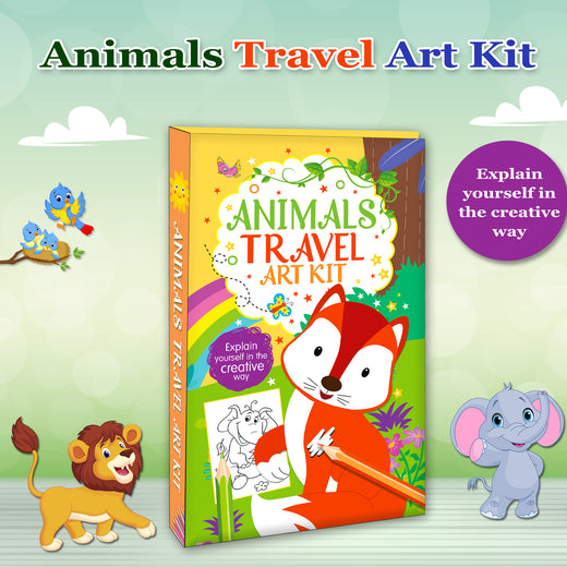 Animals Travel Art Kit | Animal Coloring & Activity Book for Kids | Creative Travel Art Kit