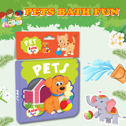 Pets Bath Book | Waterproof Soft Bath Book for Babies & Toddlers | Interactive Pet Animals Learning Book