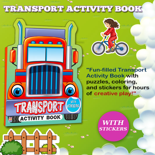 Die-Cut Transport Activity Book | Vehicle Sticker Activity Book for Kids | Creative Learning & Play Book